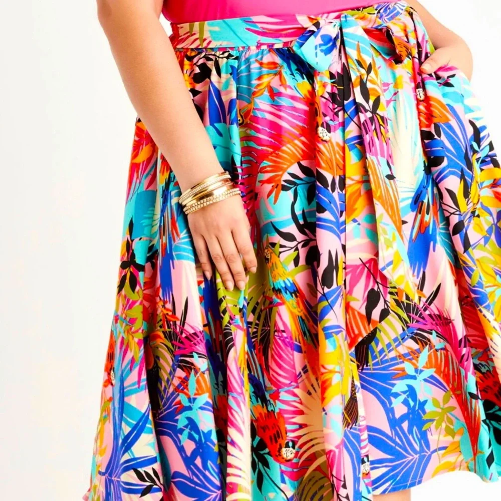 Brand New Multicolored Midi Skirt W/Pockets Size 4X - Picture 5 of 9